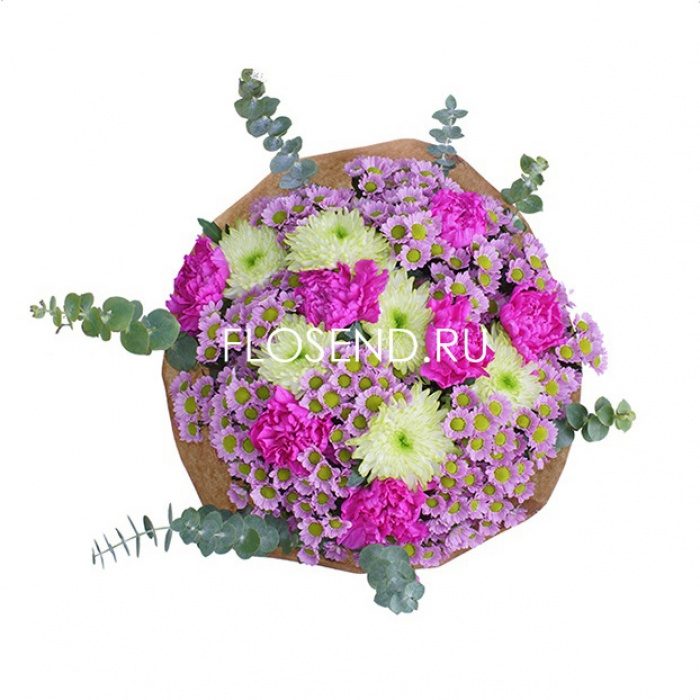 Букет из гвоздик и хризантем, фото 2